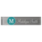 Turquoise and Charcoal Chevrons Custom Monogram