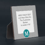 Turquoise and Charcoal Chevrons Custom Monogram Plaque<br><div class="desc">A trendy,  geometric pattern with an area for monograms.</div>
