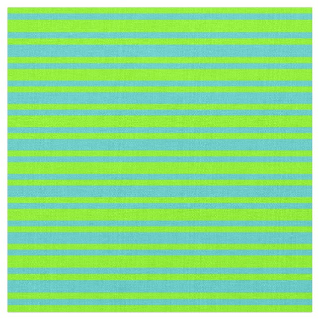 Turquoise and Chartreuse Coloured Stripes Fabric (Close Up)