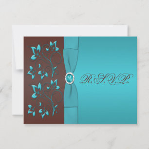 Turquoise and Chocolate Floral Reply Card