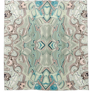 Turquoise And Copper Blend Shower Curtain