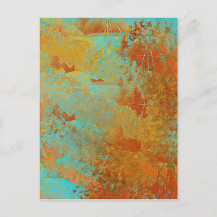 Turquoise and Copper-Red Abstract Postcard