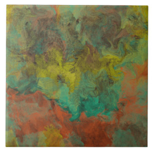 Turquoise and Copper with Gold Accents Ceramic Tile