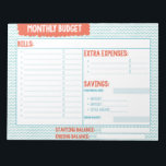 Turquoise and Coral Monthly Budget Planner Notepad<br><div class="desc">Make budgeting fun and use this boldly coloured monthly budget planner to keep track of your finances!</div>