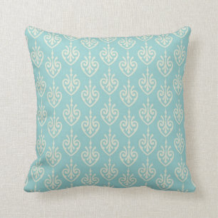 Turquoise and Cream Pattern Decorative Pillow
