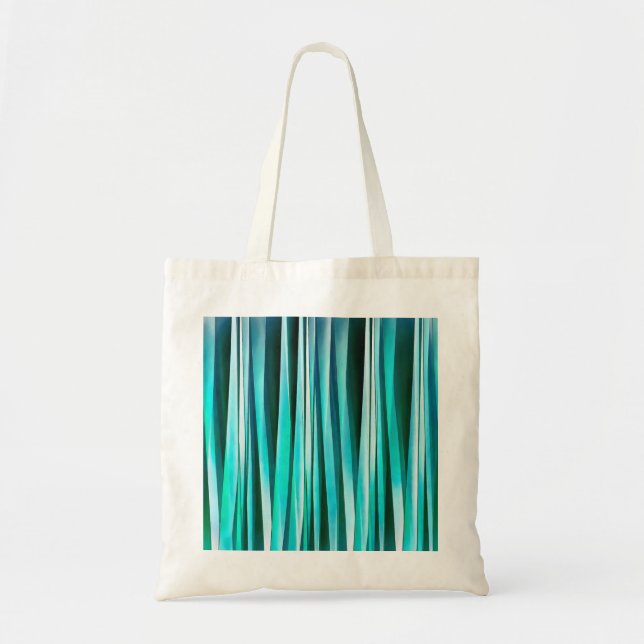 Turquoise and Cyan Ocean Stripy Lines Pattern Tote Bag (Front)