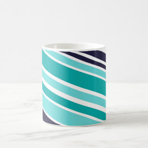 Turquoise And Dark Blue Striped  Coffee Mug