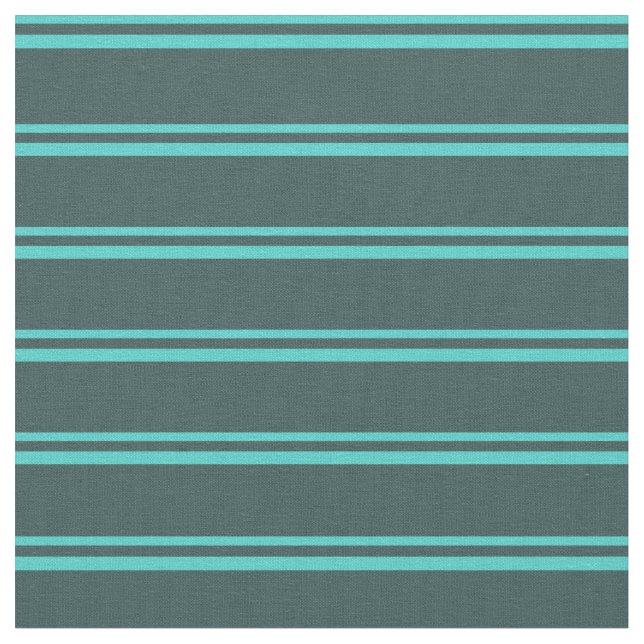 Turquoise and Dark Slate Grey Coloured Lines Fabric (Close Up)