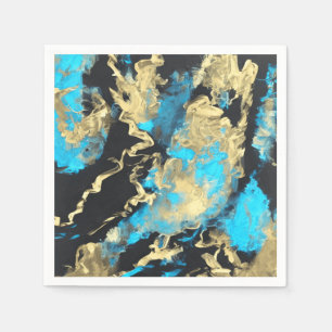 Turquoise and Gold Abstract Art Napkin