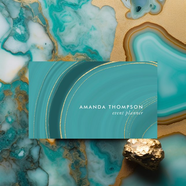 Turquoise and Gold Agate Business Card (Creator Uploaded)