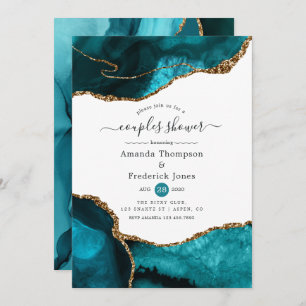 Turquoise and Gold Agate Couples Shower Invitation