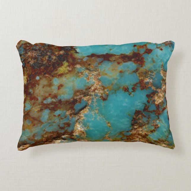 Turquoise and gold decorative cushion (Front)