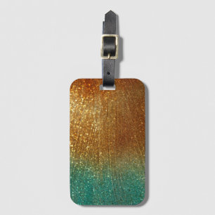 Turquoise and Gold Glitter Pattern Luggage Tag