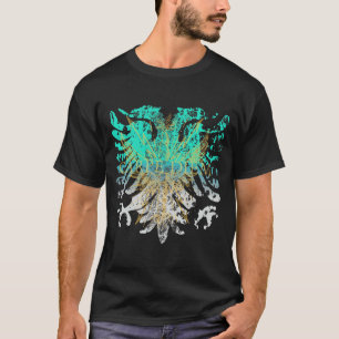Turquoise And Gold Griffin On Black T-Shirt