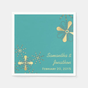 Turquoise and Gold Indian Inspired Wedding Napkins