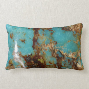 Turquoise and gold lumbar cushion