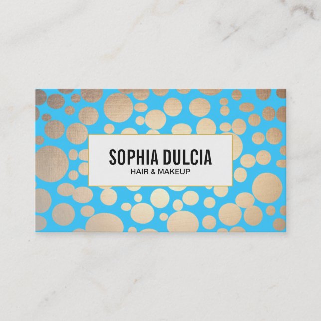 Turquoise and Gold Modern Pattern Beauty Salon Business Card (Front)