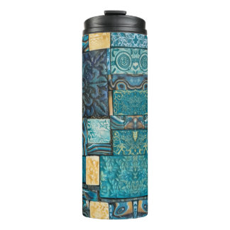 Turquoise and Gold Mosaic Tiles Thermal Tumbler
