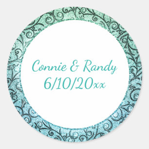 Turquoise and Gold Pattern Monogram Sticker