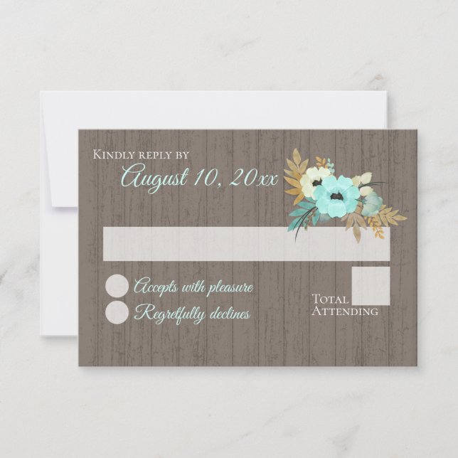 Turquoise and Gold Rustic Barn Floral Response (Front)