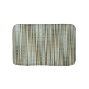 Turquoise and Gold Striped Pattern Bath Mat