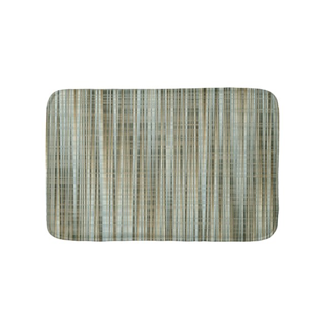 Turquoise and Gold Striped Pattern Bath Mat (Front)