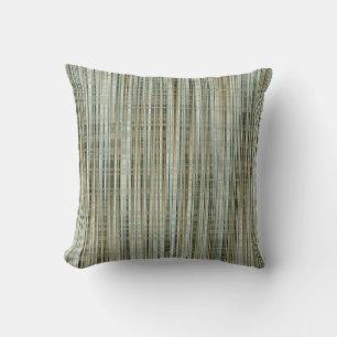 Turquoise and Gold Striped Pattern Cushion