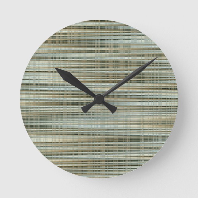 Turquoise and Gold Striped Pattern  Round Clock (Front)