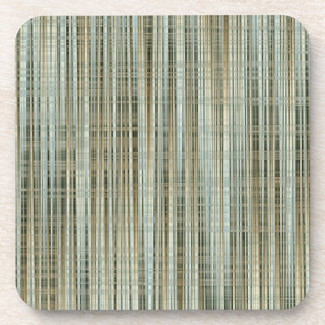 Turquoise and Gold Striped Pattern Throw Pillow Coaster (Front)