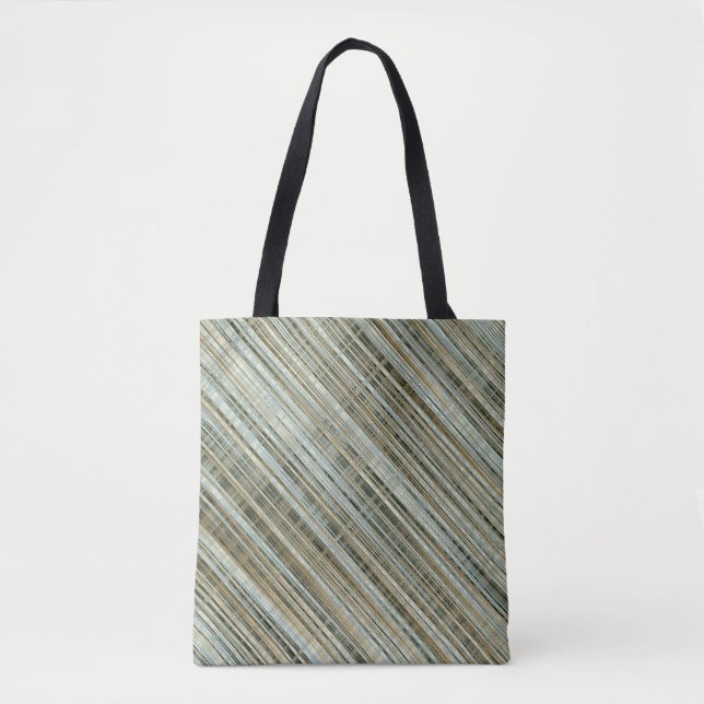 Turquoise and Gold Striped Pattern Tote Bag (Front)