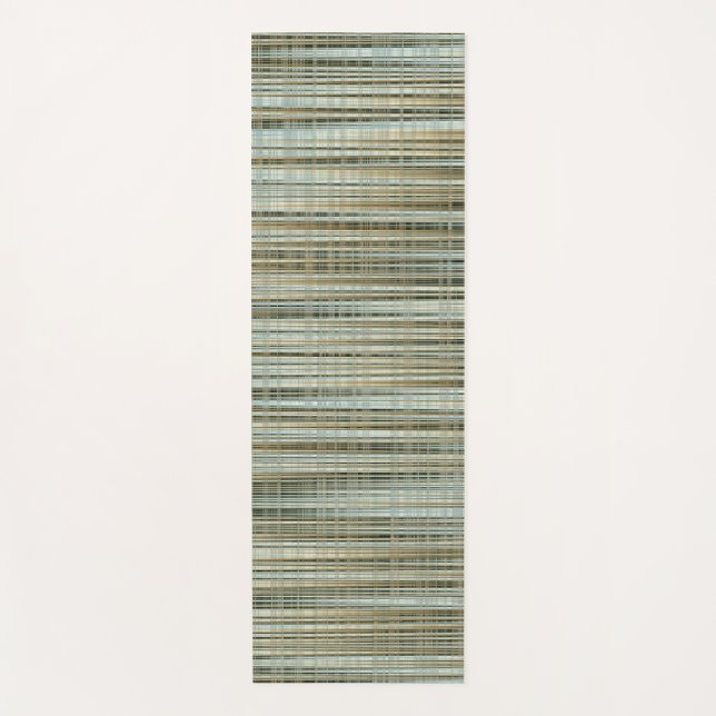 Turquoise and Gold Striped Pattern  Yoga Mat (Front)