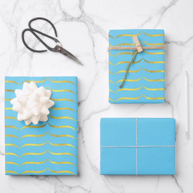 Turquoise and Gold    Wrapping Paper Sheet (Front)