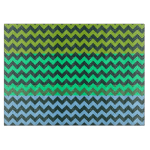 Turquoise and Green Chevron Pattern Cutting Board