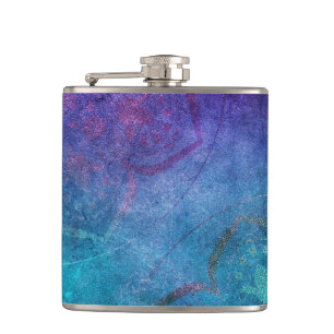 Turquoise and Green Elegant Lotus Flower Hip Flask