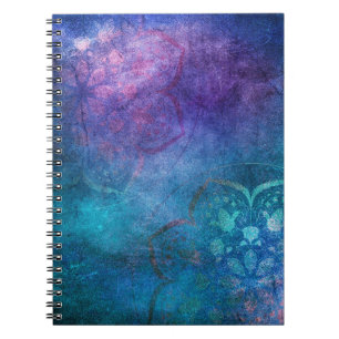 Turquoise and Green Elegant Lotus Flower Notebook