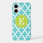 Turquoise and Green Modern Moroccan Monogram<br><div class="desc">Chic Girly Preppy Modern Moroccan Quatrefoil Lattice Design with Custom Personalised Monogram Name or Initial</div>
