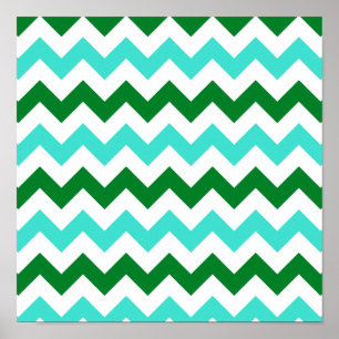 Turquoise and Green Zigzag Poster