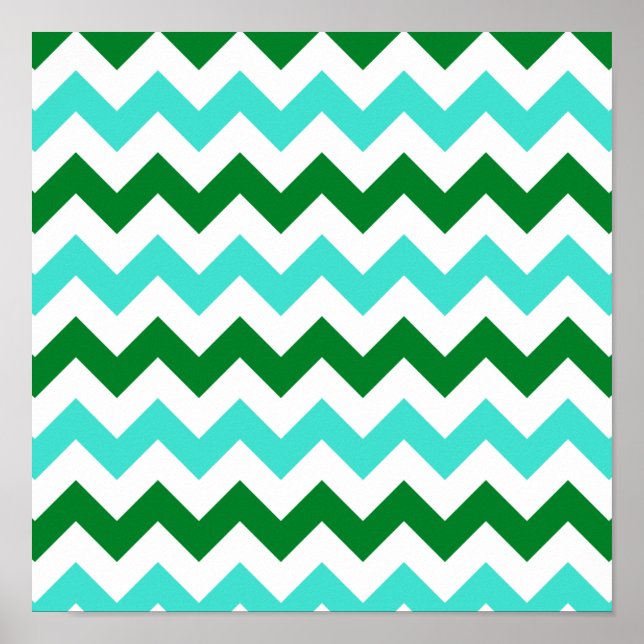 Turquoise and Green Zigzag Poster (Front)