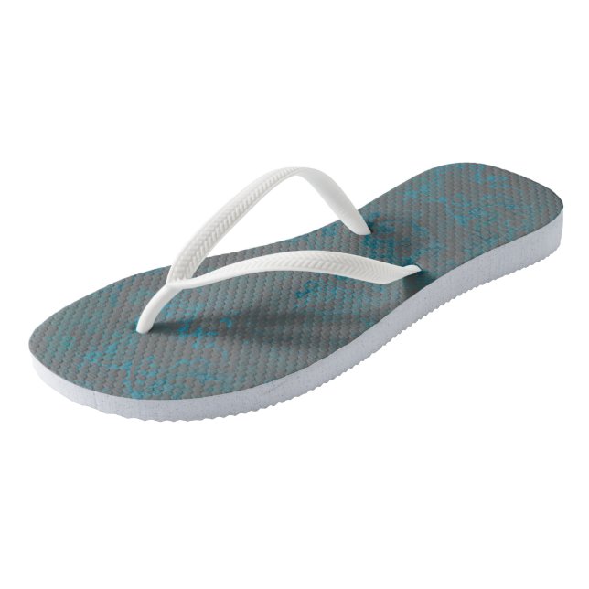 Turquoise and grey Abstract Thongs (Angled)