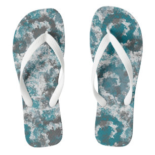 Turquoise and Grey Abstract Thongs