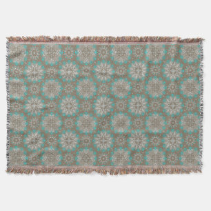 Turquoise and grey and white Christmas ornament . Throw Blanket