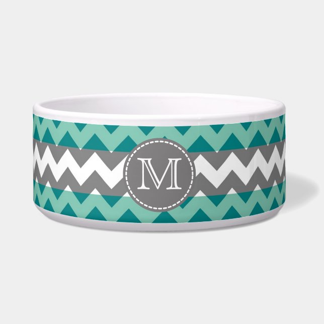 Turquoise and Grey Chevron Zigzag Monogram (Front)