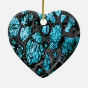 Turquoise and Grey Galactic Artistic Ceramic Ornament