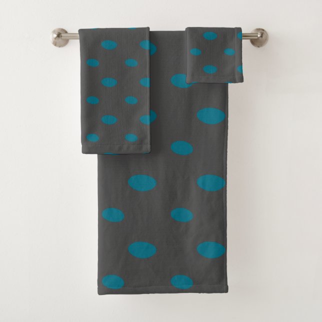 Turquoise and Grey Geometric Bath Towel Set (Insitu)
