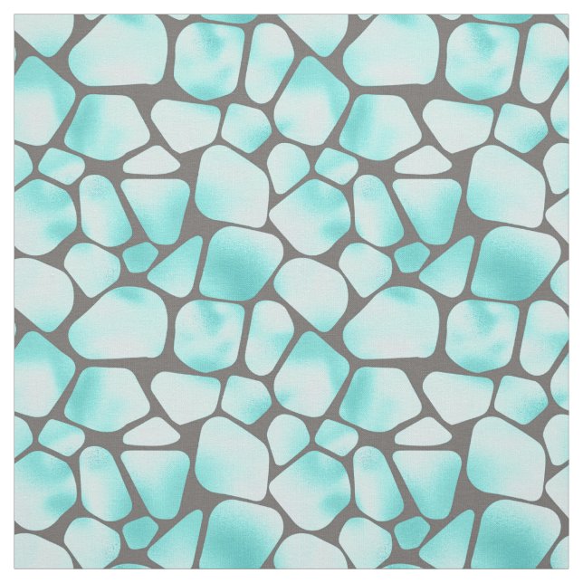 Turquoise and Grey Giraffe Print Fabric (Swatch)