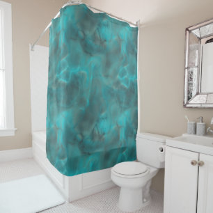 Turquoise and grey Marble abstract Shower Curtain