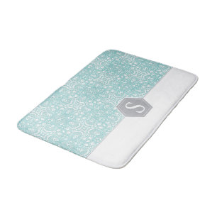 Turquoise and grey monogram pattern template… bath mat