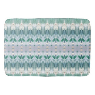 Turquoise and Grey Patterned Designer Bath Mat