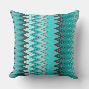 Turquoise and Grey Zigzags Cushion