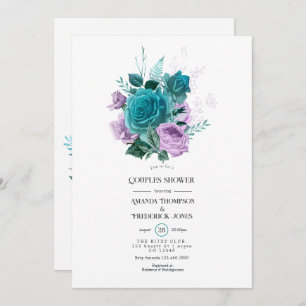 Turquoise and Lavender Floral Couples Shower Invitation